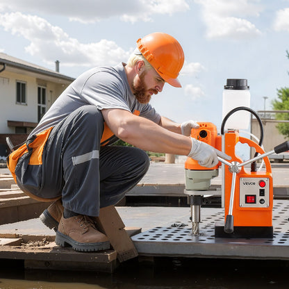 Magnetic Drill Press, 1200 W, 1.5 in Boring Diameter, 2248 lbf Power Mag Drill Press, 900 RPM Speed, with Weldon Shank, Efficient Cooling, for Metal Surface, Industrial and Home Improvement