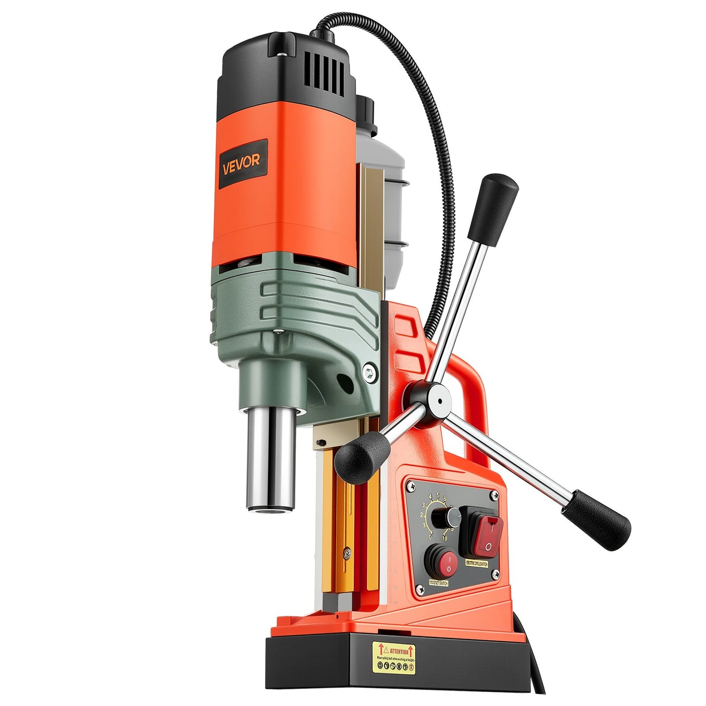 Magnetic Drill Press, 1400 W, 2 in Boring Diameter, 2810 lbf Power Portable Mag Drill Press, 0–800 RPM Adjustable Speed, with Weldon Shank, for Metal Surface, Industrial and Home Improvement