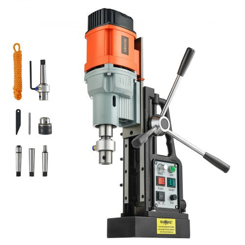 Magnetic Drill Press, 1550 W, 2.4 in Boring Diameter, 2922 lbf Power Mag Drill Press, 0-600 RPM Adjustable Speed, Morse Taper, M3-M16 Tapping, for Metal Surface, Industrial and Home Improvement