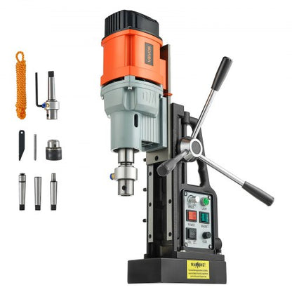 Magnetic Drill Press, 1550 W, 2.4 in Boring Diameter, 2922 lbf Power Mag Drill Press, 0-600 RPM Adjustable Speed, Morse Taper, M3-M16 Tapping, for Metal Surface, Industrial and Home Improvement