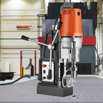 1450W Magnetic Drill Press with 2 Inch Boring Diameter Annular Cutter Machine 2900 LBS 6pcs HSS Annular Cutter Bits,850 RPM Drilling Machine for any Surface Home Improvement Industry Railway