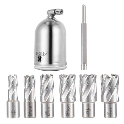 1450W Magnetic Drill Press with 2 Inch Boring Diameter Annular Cutter Machine 2900 LBS 6pcs HSS Annular Cutter Bits,850 RPM Drilling Machine for any Surface Home Improvement Industry Railway