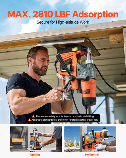 Magnetbohrmaschine, 1450 W, 2810 lbf, tragbare Magnetbohrmaschine, 1,6 Zoll Bohrdurchmesser