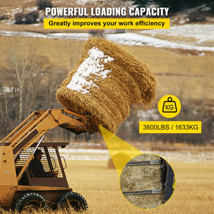 Hay Spear 39\" Bale Spear 3600 lbs Capacity, Bale Spike Quick Attach Square Hay Bale Spears 1 3/4\", Black Coated Bale Forks, Bale Hay Spike with Hex Nut and Sleeve for Buckets Tractors Loaders