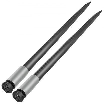 Hay Spear Spears 49\" Hay Bale Spear Spike, 4000 lbs Capacity Quick Attach Square Hay Bale Spears, 2 Pics Black Bale Forks, Bale Hay Spike with Hex Nut & Sleeve for Buckets Tractors Loaders