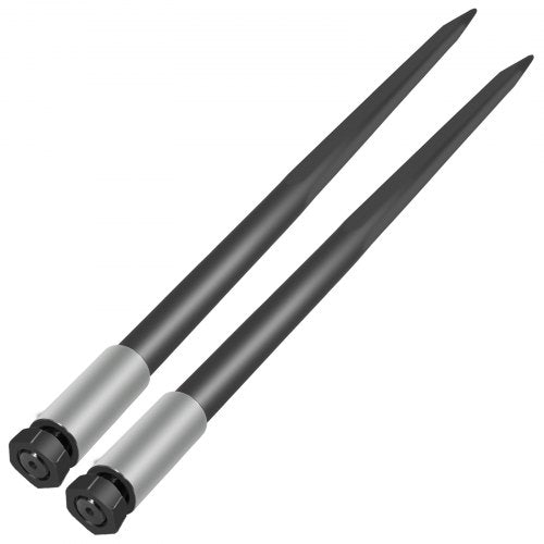 Hay Spear Spears 49\" Hay Bale Spear Spike, 4000 lbs Capacity Quick Attach Square Hay Bale Spears, 2 Pics Black Bale Forks, Bale Hay Spike with Hex Nut & Sleeve for Buckets Tractors Loaders