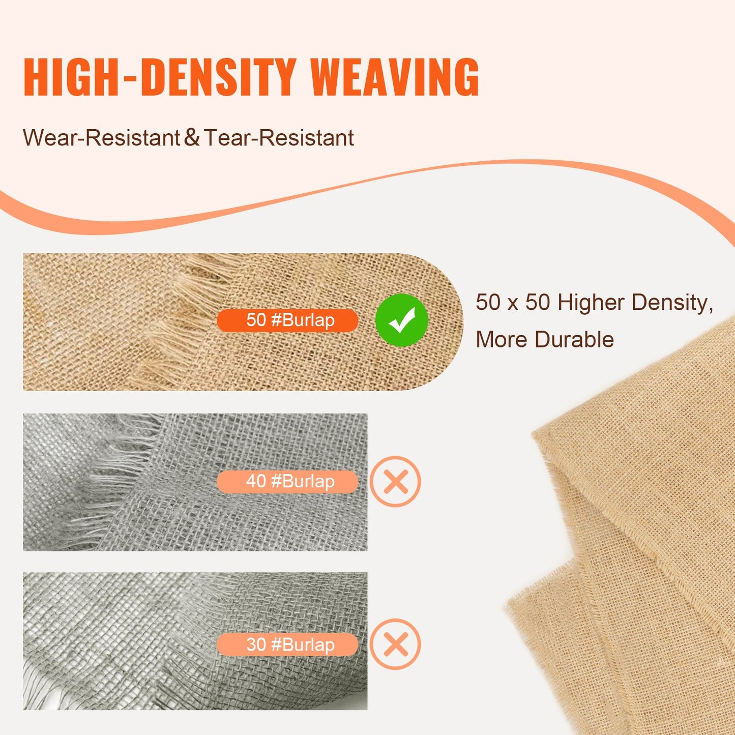 Burlap Fabric Roll, 36” x 150 ft & 50 x 50 High Density Wide Natural Burlap Fabric Rolls, Jute Fabric Burlap Tree Wrap Roll, for Decor, Crafts, Wedding, Gardening, Plant & Tree Winter Covering