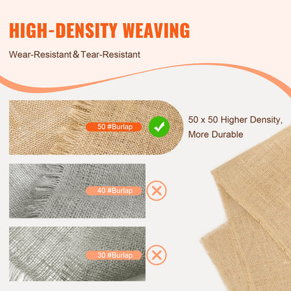 Burlap Fabric Roll, 36” x 150 ft & 50 x 50 High Density Wide Natural Burlap Fabric Rolls, Jute Fabric Burlap Tree Wrap Roll, for Decor, Crafts, Wedding, Gardening, Plant & Tree Winter Covering