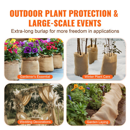 Sackleinen-Stoffrolle, Sackleinen-Baumwickel, 40 Zoll x 300 Fuß, für Bastelarbeiten und Pflanzen