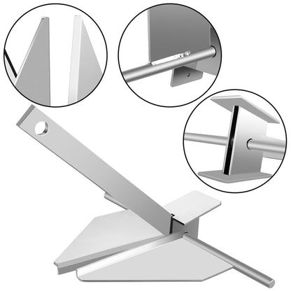 Boat Anchor Kit 13 lb Fluke Style Anchor, Hot Dipped Galvanized Steel Fluke Anchor, Marine Anchor with Anchor, Shackles, Chain, Rope for Boat Mooring on The Beach, Boats from 20'-32'