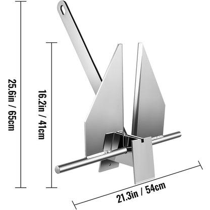 Boat Anchor Kit 13 lb Fluke Style Anchor, Hot Dipped Galvanized Steel Fluke Anchor, Marine Anchor with Anchor, Shackles, Chain, Rope for Boat Mooring on The Beach, Boats from 20'-32'