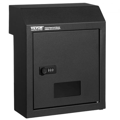 Through The Door Key Drop Box, Heavy Duty Steel Through the Door Mailbox with 12" Combination Lock, Mail Drop Box, Black