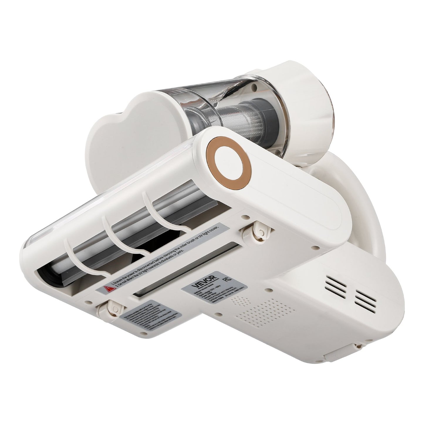 Mattress Vacuum Cleaner, 550W Bed Vacuum Cleaner with 18Kpa Powerful Suction and Dual Dust Bin, HEPA Filter & Heating, Ultrasound Tech & Cleaning Lights, Handheld for Bed, Sofa, Corded, White