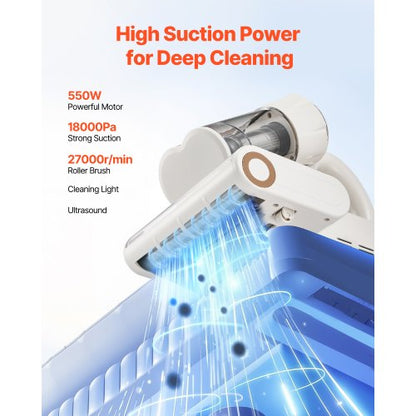 Matratzenstaubsauger mit 18 kPa starkem HEPA-Filter 550 W weiß | EU