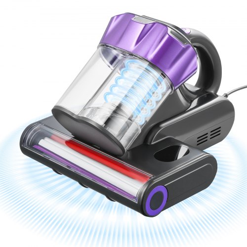 Mattress Vacuum Cleaner, 550W Bed Vacuum Cleaner with 18Kpa Powerful Suction and Dual Dust Bin, HEPA Filter & Heating, Ultrasound Tech & Cleaning Lights, Handheld for Bed, Sofa, Corded, Gray