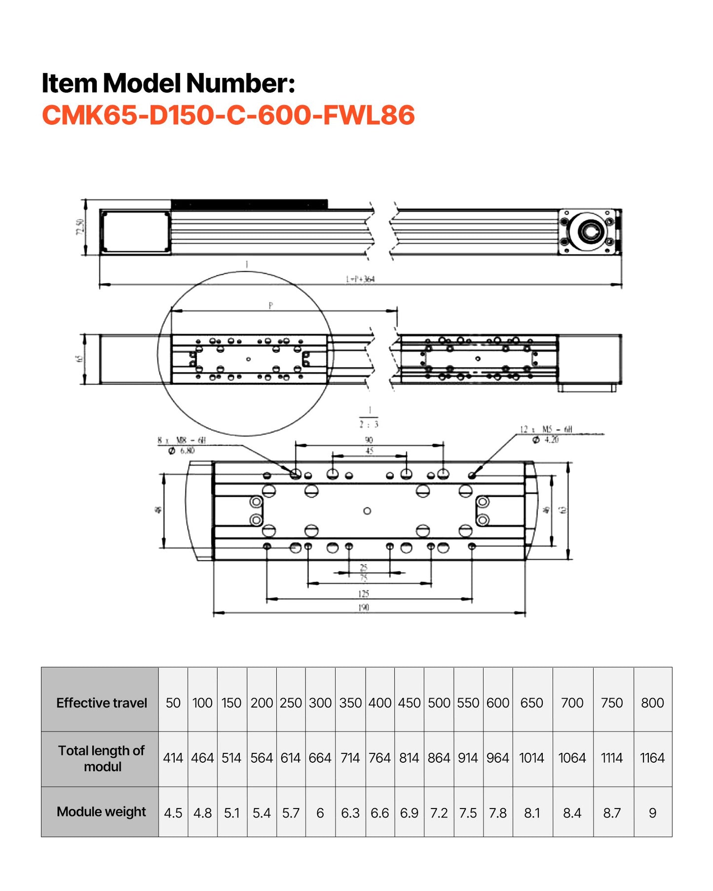 Linear Guide Rail, Belt Drive, CNC Linear Motion Stage Actuator, with Nema34 Stepper Motor, 600 mm Stroke Work Size, High Speed Motorized, for Engraving Machine, CNC Milling Machine, 3D Printer
