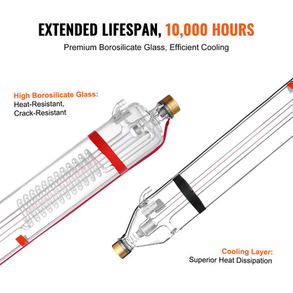 100 W CO2-Laserröhre 57 Zoll/1450 mm Borosilikatglas-Laserschneidröhre