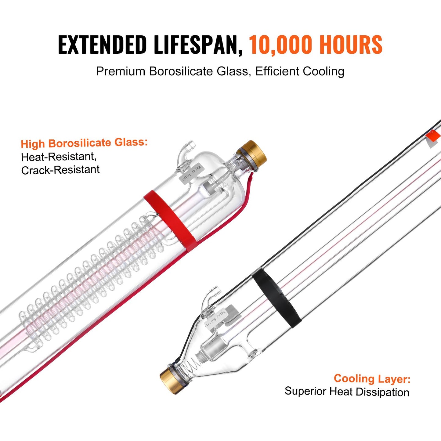 130W CO2 laserrör 65 tum / 1650 mm borosilikatglas laserskärrör