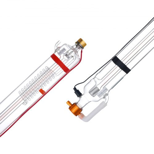 90W CO2 Laser Tube, 49.2 in (1250 mm) Length, 3.1 in (80 mm) Dia Borosilicate Glass Laser Cutter Tube with Metal Head, 10,000hr Wires Preconnected for Laser Engraver Engraving Cutting Machine