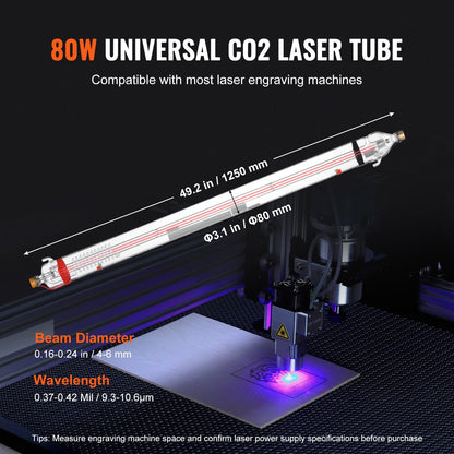 90W CO2 laser tube 49.2 inch/1250mm borosilicate glass laser cutting tube