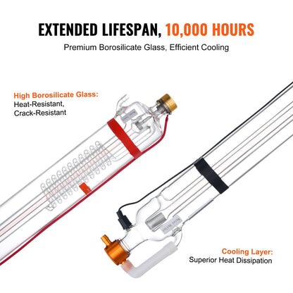 90W CO2 laser tube 49.2 inch/1250mm borosilicate glass laser cutting tube