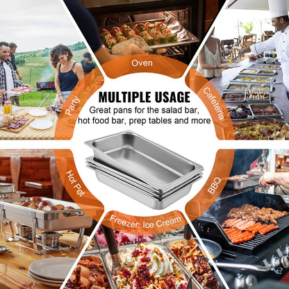 4 Pack Steam Table Pans 20.9 x 12.8 x 3.9 Inch Deep Steam Table Pan Full Size 13L Deep Food Container Stainless Steel Oven Tray Hotel Pans Anti-Jam Steam Table Food Pan
