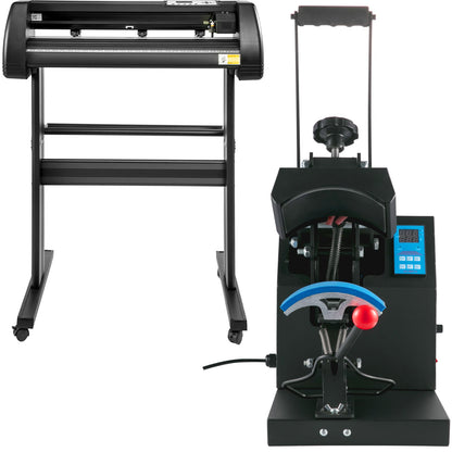 5.5x3.5 inch Cap Heat Press & 53 Inch Vinyl Cutter Machine w/ Floor Stand