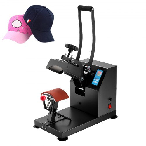 Heat Press 6x3.75Inch Curved Element Hat Press Clamshell Design Heat Press for Hats Rigid Steel Frame No Stick Digital LCD Timer and Temperature Control (6x3.75Inch Clamshell Design)