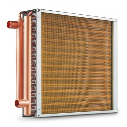 Heat Exchanger Water to Air, 16"x 16" with 3-Row 3/8" Copper Ports, 193 Aluminum Fins Heat Exchanger for Outdoor Wood Furnaces, Residential Heating and Cooling, and Forced Air Heating