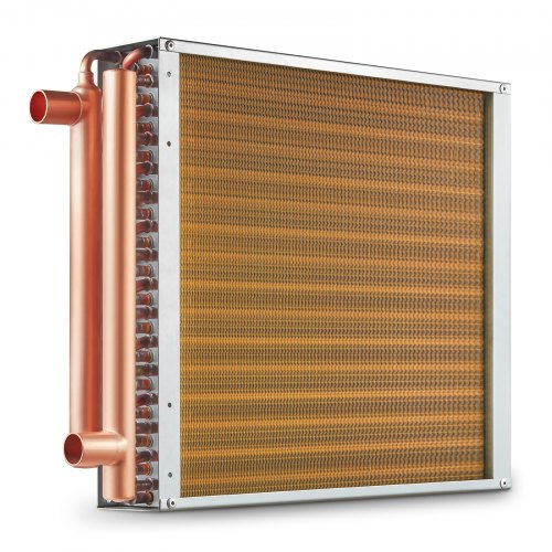 Heat Exchanger Water to Air, 16"x 16" with 3-Row 3/8" Copper Ports, 193 Aluminum Fins Heat Exchanger for Outdoor Wood Furnaces, Residential Heating and Cooling, and Forced Air Heating