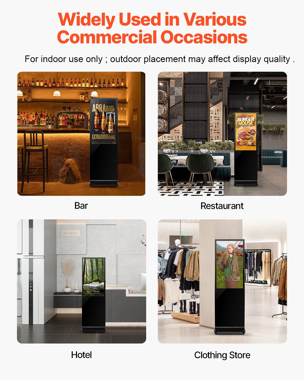 43 Inch Digital Signage Display, Touchscreen Digital Kiosk, Indoor Floor Standing Kiosk Display, 2K UHD LCD Screen, 2GB RAM & 32GB ROM, with WiFi HDMI/USB Input, Commercial Advertising Display