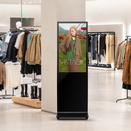43 Inch Digital Signage Display, Touchscreen Digital Kiosk, Indoor Floor Standing Kiosk Display, 2K UHD LCD Screen, 2GB RAM & 32GB ROM, with WiFi HDMI/USB Input, Commercial Advertising Display