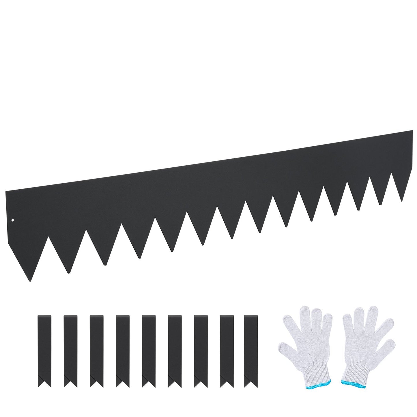 Landskapsbård i stål, 6-pack trädgårdskantbård i stål, 40" L x 6" H-remsor, Hammer-in kantkant med 8 clips, böjbar metalllandskapskant för trädgård, trädgård, gräsmatta