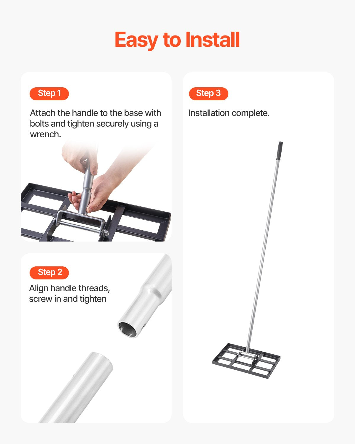 10x17 tum Gräsnivellerande Rake 78 i justerbart handtag för Yard Golf Court