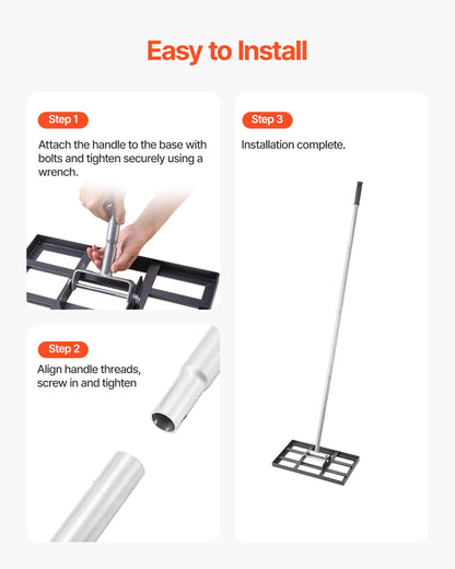 10x17 tum Gräsnivellerande Rake 78 i justerbart handtag för Yard Golf Court