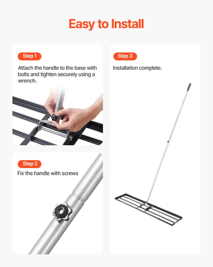 Lawn Leveling Rake, Lawn Leveler with 83.9 in Handle, 48x10 in Ground Plate, Rust-Resistant Carbon Steel Soil Leveler, 2 Heights Adjustable, Effort Saving Lawn Leveling Tool for Yard Golf Court