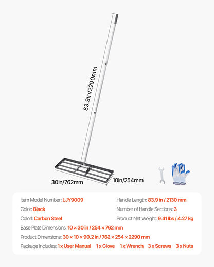 10x30 Zoll Gras Nivellierung Gerade 83,9 Zoll Verstellbarer Griff für Hof Golfplatz