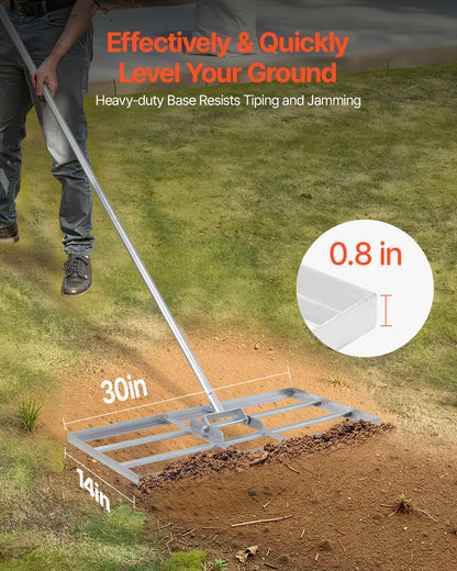 14x30 Zoll Gras Nivellierung Rake 78 in Verstellbarer Griff für Yard Golfplatz