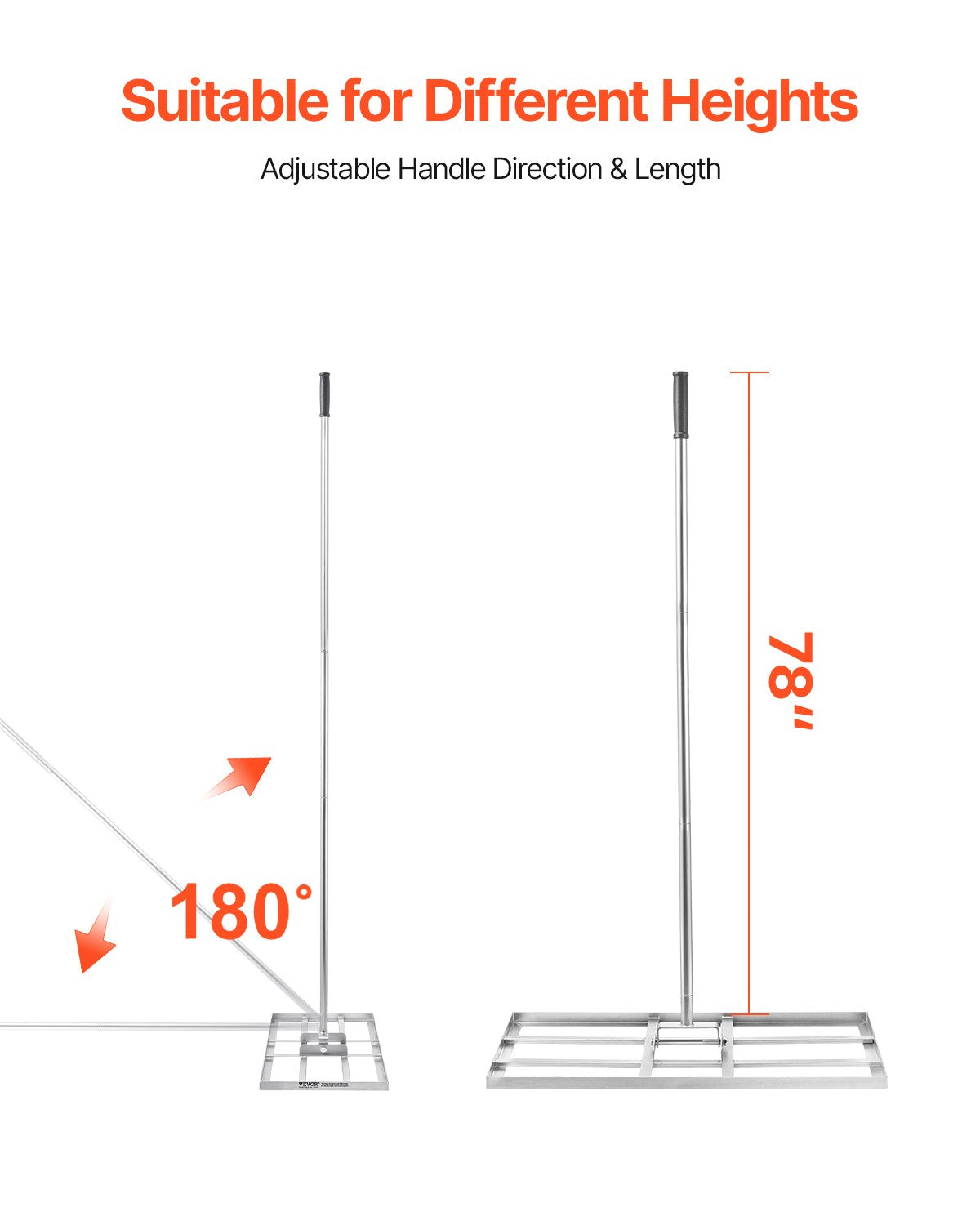 14x30 Zoll Gras Nivellierung Rake 78 in Verstellbarer Griff für Yard Golfplatz