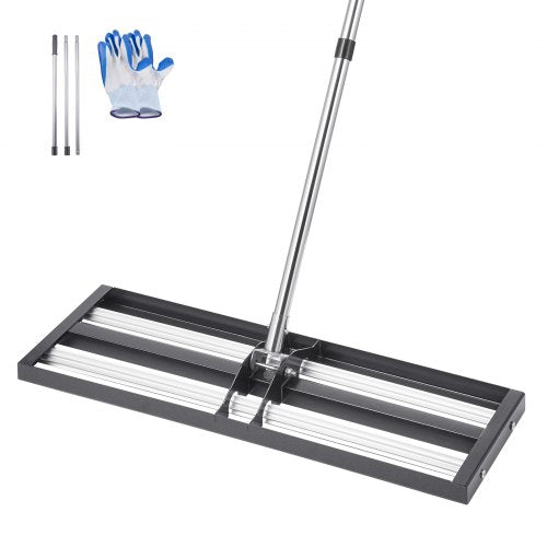 Updated Lawn Leveling Rake with Roller, 30" x 10" Stainless Steel Lawn Leveler with 83.9" Adjustable Handle, Heavy Duty Yard Leveling Rake, Effort Saving Lawn Leveling Tool for Yard Golf Court