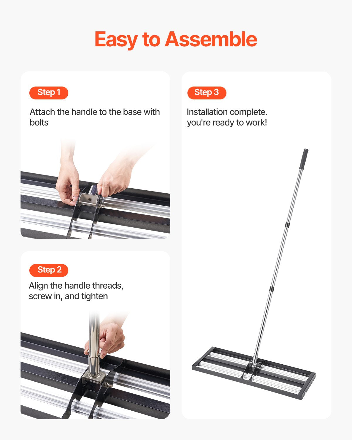 Updated Lawn Leveling Rake with Roller, 30" x 10" Stainless Steel Lawn Leveler with 83.9" Adjustable Handle, Heavy Duty Yard Leveling Rake, Effort Saving Lawn Leveling Tool for Yard Golf Court