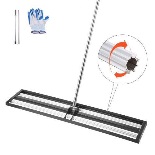 Updated Lawn Leveling Rake with Roller, 48'' x 10" Stainless Steel Lawn Leveler with 83.9'' Adjustable Handle, Heavy Duty Yard Leveling Rake, Effort Saving Lawn Leveling Tool for Yard Golf Court