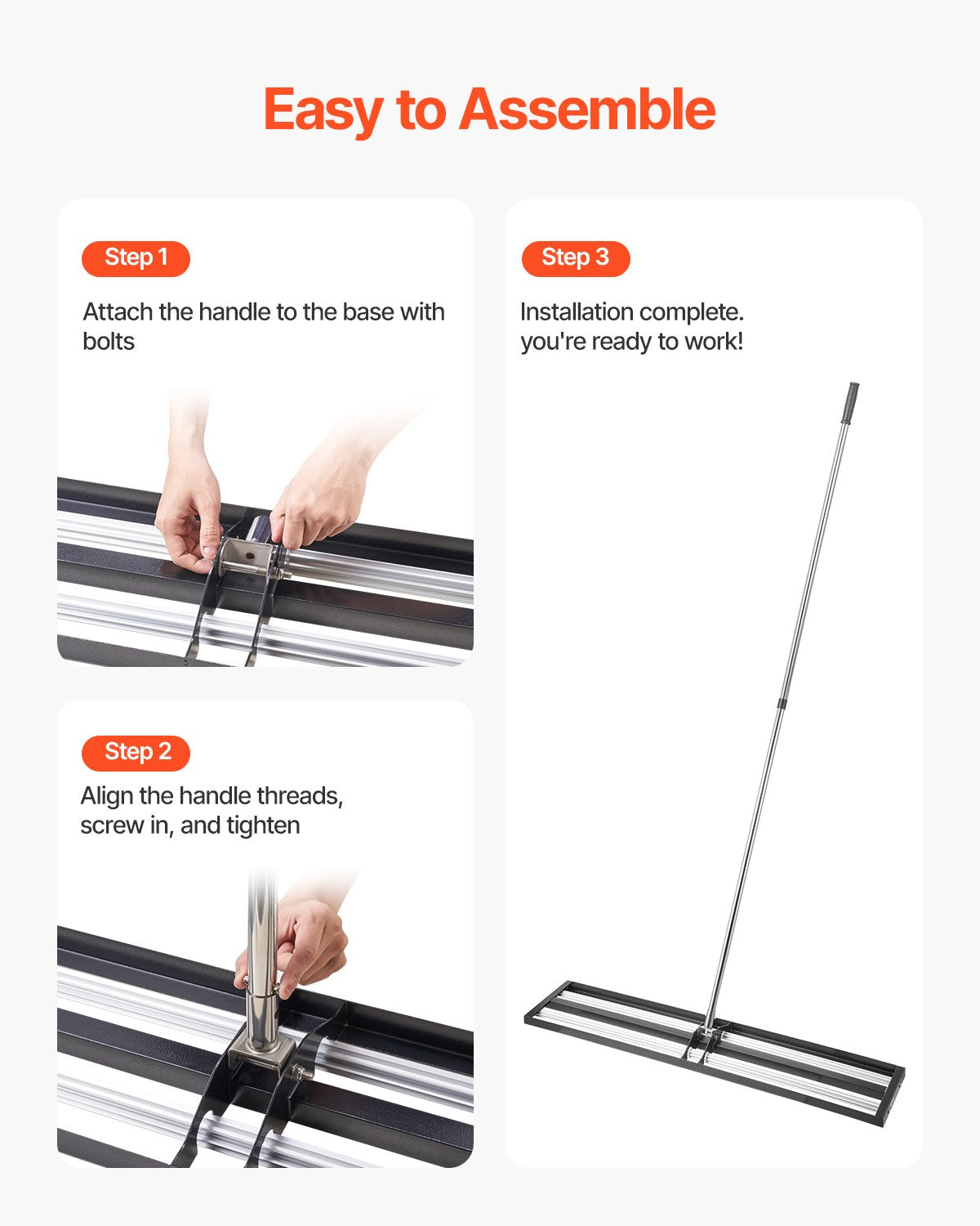 Updated Lawn Leveling Rake with Roller, 48'' x 10" Stainless Steel Lawn Leveler with 83.9'' Adjustable Handle, Heavy Duty Yard Leveling Rake, Effort Saving Lawn Leveling Tool for Yard Golf Court