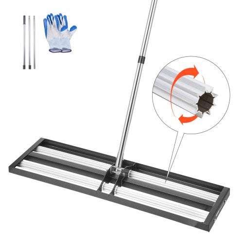Updated Lawn Leveling Rake with Roller, 36" x 10" Stainless Steel Lawn Leveler with 83.9" Adjustable Handle, Heavy Duty Yard Leveling Rake, Effort Saving Lawn Leveling Tool for Yard Golf Court
