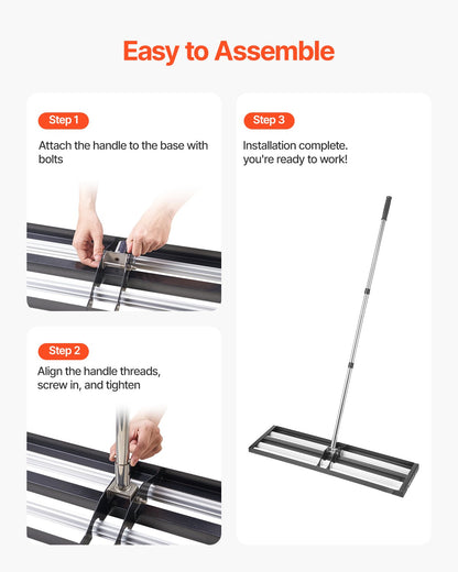 Updated Lawn Leveling Rake with Roller, 36" x 10" Stainless Steel Lawn Leveler with 83.9" Adjustable Handle, Heavy Duty Yard Leveling Rake, Effort Saving Lawn Leveling Tool for Yard Golf Court