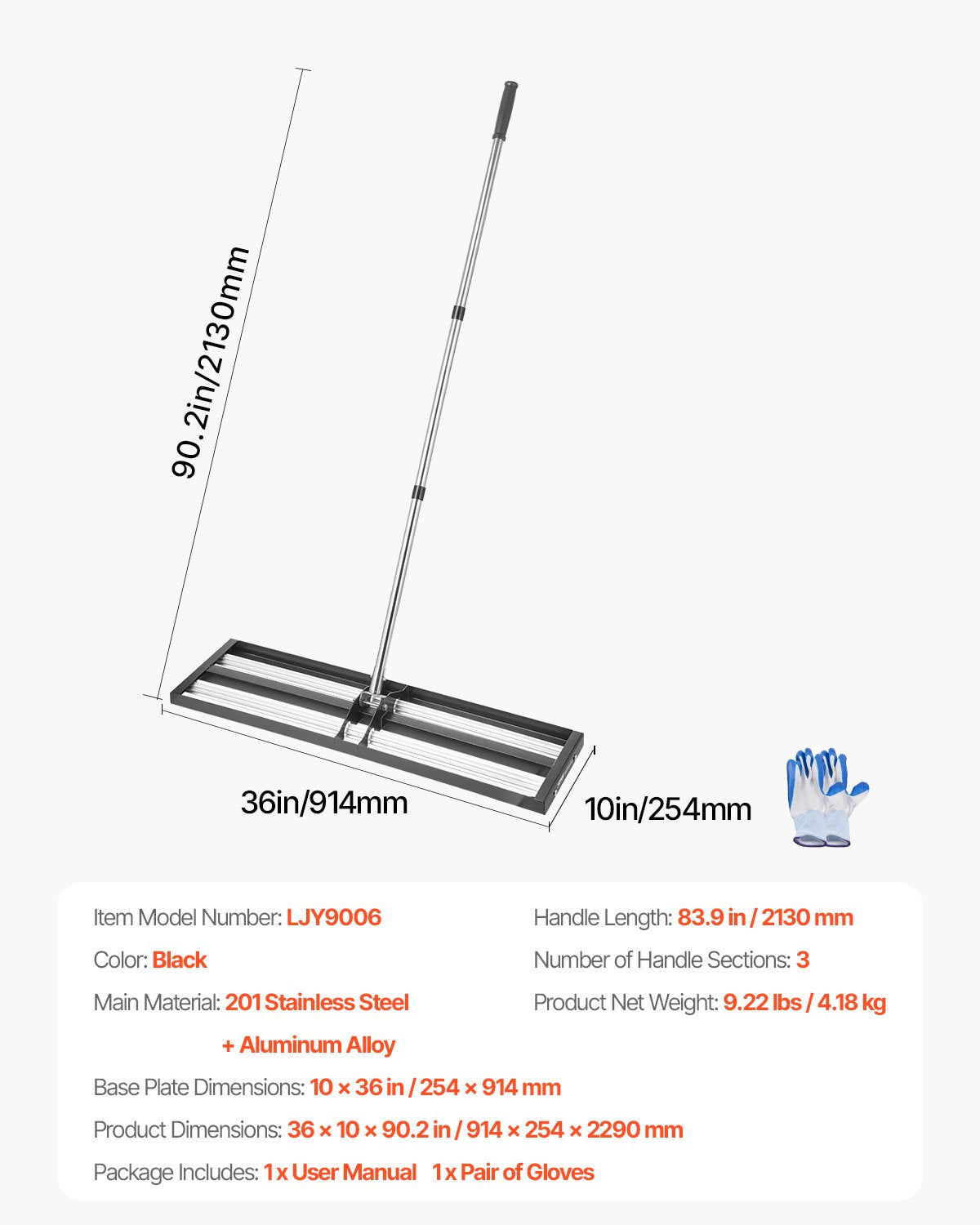 Updated Lawn Leveling Rake with Roller, 36" x 10" Stainless Steel Lawn Leveler with 83.9" Adjustable Handle, Heavy Duty Yard Leveling Rake, Effort Saving Lawn Leveling Tool for Yard Golf Court