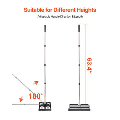 Gräsmattautjämnare, Gräsmattautjämnare med 63,4 tums justerbart handtag, 17x10 tums markplatta, Kraftfull och rostbeständig metalljordutjämnare, Ansträngningsbesparande gräsmattautjämnare för gårdsgolfbana |  EU