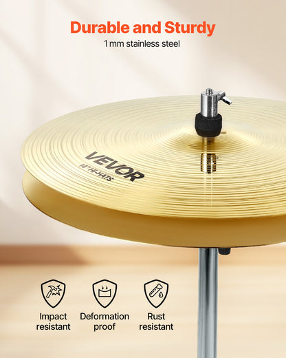Cymbal Pack, 3 Pieces Cymbals for Drum Set, Alloy Cymbals Drum Set Includes 14-inch Hi-Hats, 16-inch Crash, 20-inch Ride, Drumsticks & Cymbal Bag, Alloy Cymbal Pack for Drummer, Bright Copper