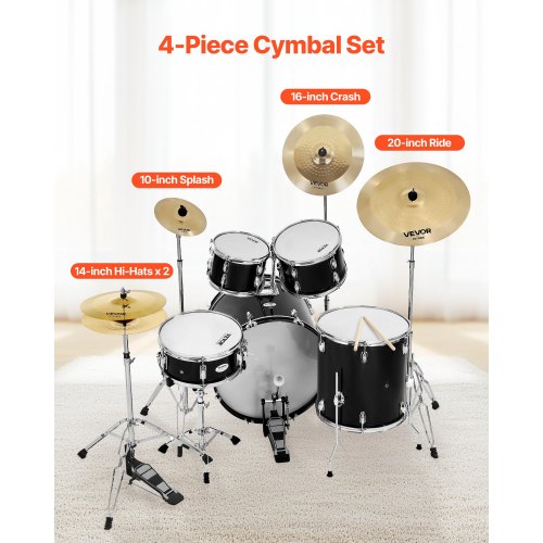 Cymbal Pack 4 Pieces Cymbals Drum Set 10 14 16 20 Inch Cymbals for Drums