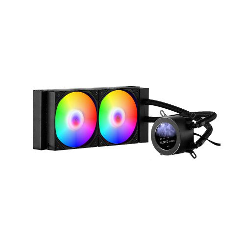 CPU Liquid Cooler, AIO CPU Water Cooler - 120mm PWN Fans & Pump, Customizable Black PC Liquid Cooler with 2.1'' LCD Display & ARGB light, for Intel 115X/1366/2011/1700/1200, AMD AM4/AM5